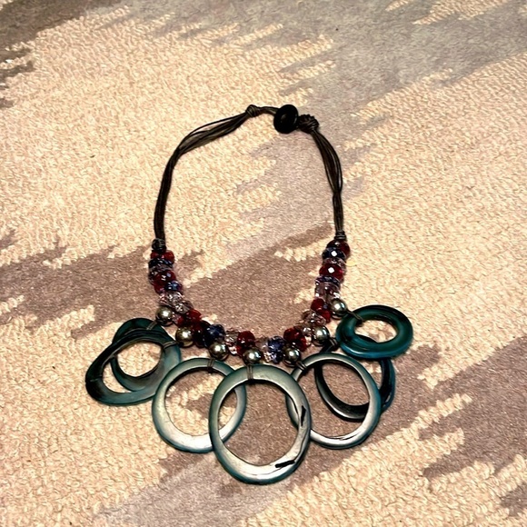 Multi design, dark blue and maroon colored multi design necklace - Picture 1 of 5